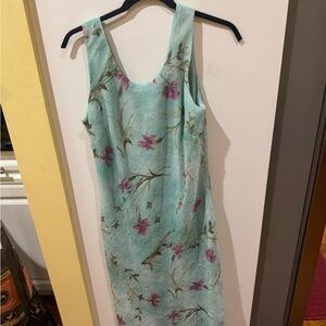 Floral Sleeveless Dress in Aqua and Purple